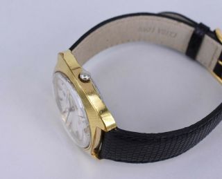 Vintage 1970s Roamer Searock Automatic Gold Swiss Men ' s Watch 37mm Lizard Strap 8