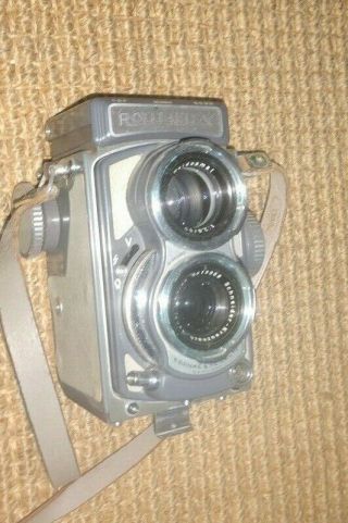 Vintage Rolleiflex Franke & Heidecke Baby Gray Tlr Camera With Case & Booklets