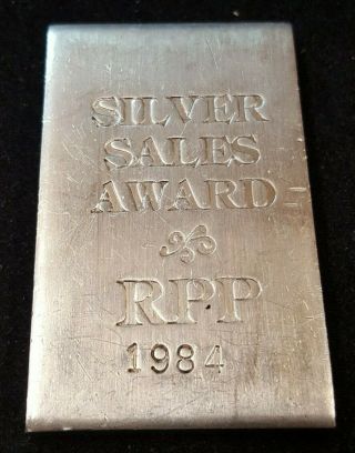 RARE 1984 Hoover & Strong Silver Sales Award RPP 5 oz Silver Bar 25 mintage 4