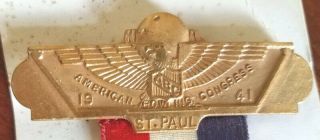 1941 American Bowling Congress Convention Delegate brass pin & ribbon 2