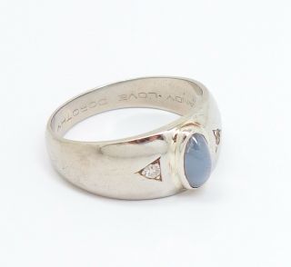 Vintage 1960s 14K White Gold Natural Star Sapphire Diamond Mens Ring to Restore 3