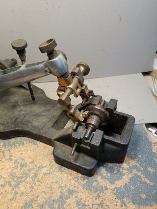 Vintage Diamond Sawing Machine Jeweler Cutting Tool Antique Cast Iron Brass LOOK 2