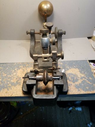 Vintage Diamond Sawing Machine Jeweler Cutting Tool Antique Cast Iron Brass LOOK 3