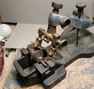 Vintage Diamond Sawing Machine Jeweler Cutting Tool Antique Cast Iron Brass LOOK 4