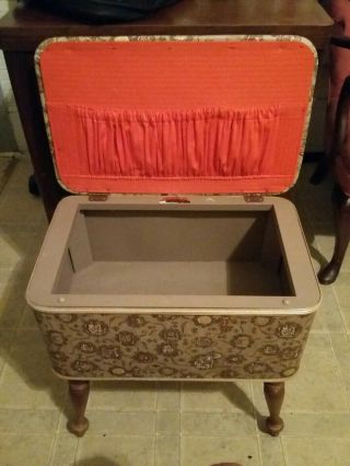 Vintage Burlington Hawkeye Sewing Storage Stool Basket Hamper Ottoman Box Chest
