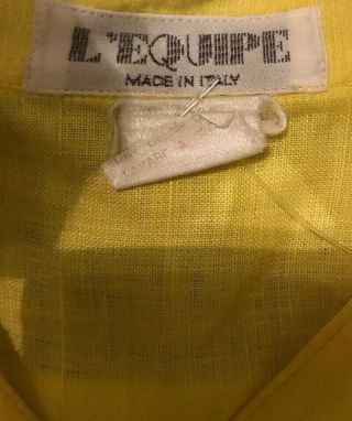 YOSHIE INABA L ' EQUIPE Long Sleeve linen Shirt Size 3X 3XL yellow Vintage MINT⭐️ 2