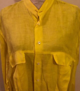 YOSHIE INABA L ' EQUIPE Long Sleeve linen Shirt Size 3X 3XL yellow Vintage MINT⭐️ 3