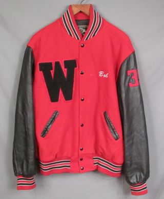 Vintage Warwick High School Varsity Jacket Soccer Pa Leather Sleeves Xl Holloway