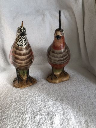 Two Vintage Mottahedeh Italian Quail Bird Figurines Signed