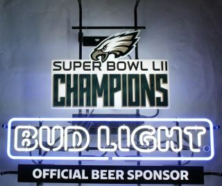 Authentic - Bud Light Philadelphia Eagles Champions Neon Sign - Nib And Rare