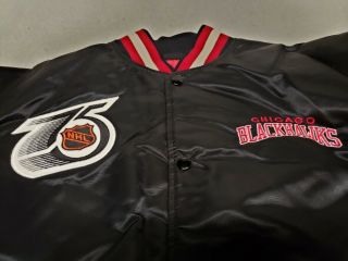 VTG NHL Chicago Blackhawks 75th Anniversary Starter Jacket 90 ' s XL Big Logo 3
