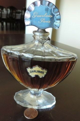 Vintage Guerlain Shalimar Parfum / Perfume 5.  5 " Bottle & Contents