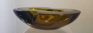 Vintage Murano Glass Bowl Antonio Da Ros For Cenedese Glass Flat Cut Geode 4