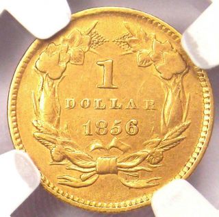 1856 Indian Gold Dollar Coin G$1 - Certified NGC AU Details - Rare Coin 4