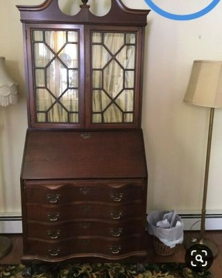 Vintage Mahogany Chippendale Style Ball & Claw Foot Secretary Desk