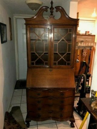 Vintage Mahogany Chippendale Style Ball & Claw Foot Secretary Desk 2