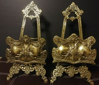 Vintage Solid Brass Ornate Easels 15.  5 "