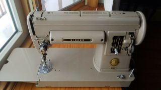 Vintage Singer Long Bed 301a Sewing Machine With Case Foot Petal And