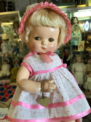 13” Effanbee Patsy Baby Doll Heart Bracelet Cute Horsman Dress