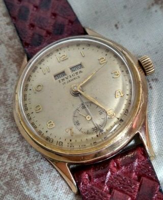 Very Rare Vintage Invicta Seeland Triple Calendar Wristwatch - Men’s - 1950’s