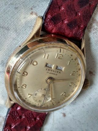 VERY RARE VINTAGE INVICTA SEELAND TRIPLE CALENDAR wristwatch - men’s - 1950’s 3