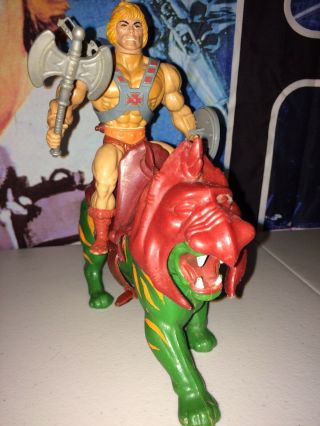 Vintage He Man And Battle Cat 100 Complete Masters Of The Universe