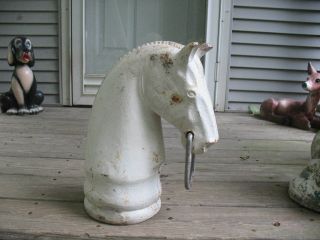 Large 29 Lbs 14 1/2 " Tall Antique Cast Iron Horse Head For Large Hitching Post
