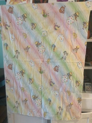 Vintage 1983 Rainbow Brite Crib Blanket Baby Swaddle Rare 80s Hallmark Linen