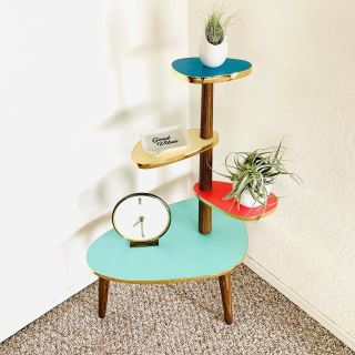 Space Age Plant Stand Mid Century Side Table Formica Planter End Table Boomerang