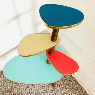 Space Age Plant Stand Mid Century Side Table Formica Planter End Table Boomerang 3