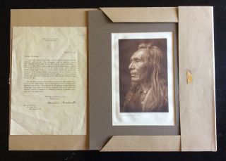 Edward Curtis Three Eagles Rare Photogravure Etching 1905 with letter Roosevelt 3