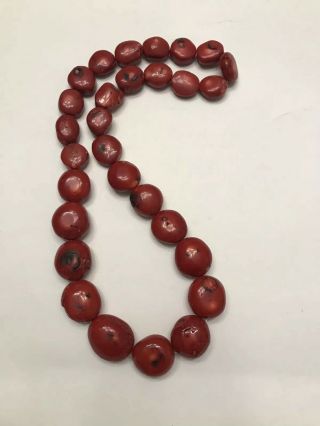 Vintage Incredible Red Coral Beads 20 Oz 36” 29 Beads To 40mm Graduated Natural