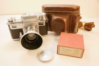 Vintage 1936 Contax Iii Rangefinder W/sonnar 50mm 1:1.  5 Lens Hood And Cap