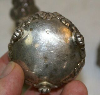 Two Pairs of Antique Sterling Silver Salt Cellars & Shakers w/ Floral Repousse 6