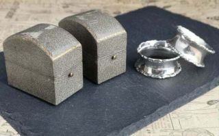 Antique sterling silver napkin rings,  pair,  boxed 7