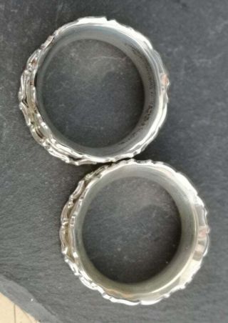 Antique sterling silver napkin rings,  pair,  boxed 8