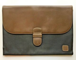 Vintage Dunhill Large Brown Leather & Pvc Folio Document Case - Made In France