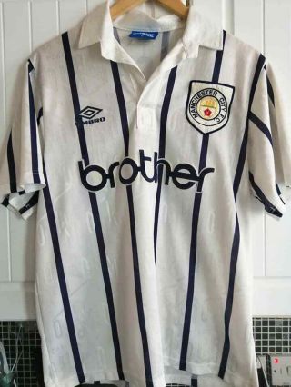 Manchester City 1993 - 95 3rd Shirt M/men Rare Umbro Brother Beagrie & 11