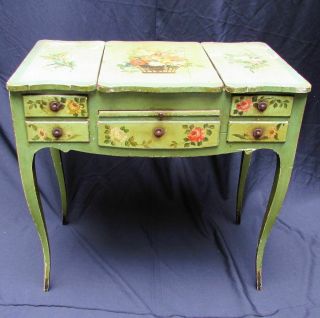 Antique Venetian Hand Painted Italian French Dressing Table