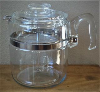 Vtg Pyrex Flameware Stovetop Percolator 7759 - Complete 9 - Cup Glass Coffee Pot