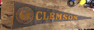 Vintage Clemson A&m College Huge Felt Pennant University Tigers Very Early