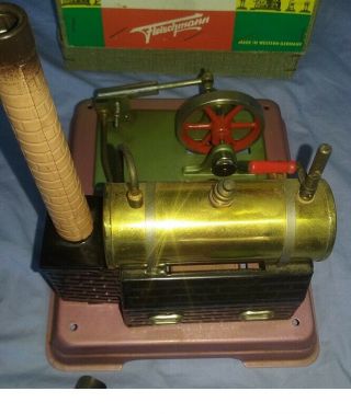 Vintage Fleischmann 120/1 Tin Toy Steam Engine Model w/box 4