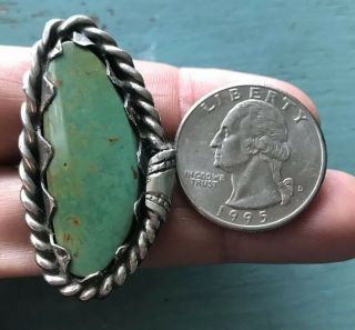 Long Vtg Navajo Sterling Silver Blue Green Gold Matrix Turquoise Ring Sz 9 15g