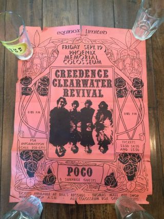 Vintage 1969 Creedence Clearwater Revival Concert Poster - Poco 17 X 22