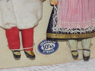 Pair Antique German Doll House Dolls on Card All 5
