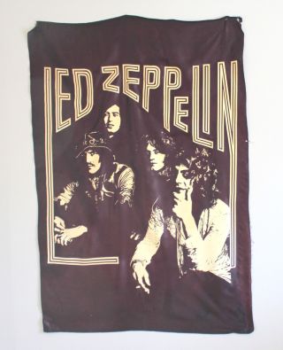 Large Vintage Led Zeppelin Wall Hanging 54 " X 36 " Brown Cream Picture Nylon