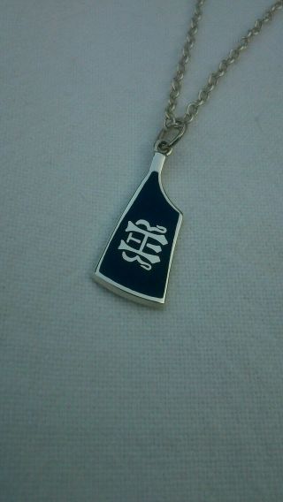 Henley Royal Regatta vintage 925 silver enamel oar blade pendant,  tie pin badge 2