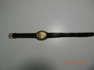 Vintage Omega Seamaster Automatic Watch With Black Leather Band Women