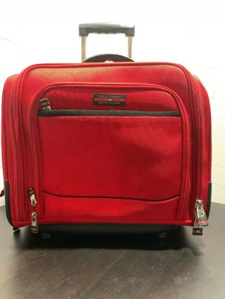 Vtg Polo Sport Ralph Lauren Rolling Luggage Suitcase Garment Bag Red