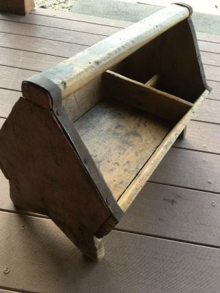 Vintage Wooden Tool Box Caddy Handmade Primitive Antique Box